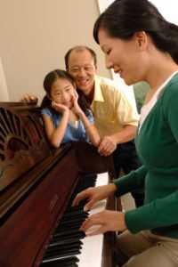 Yamaha P660S with mother playing for family